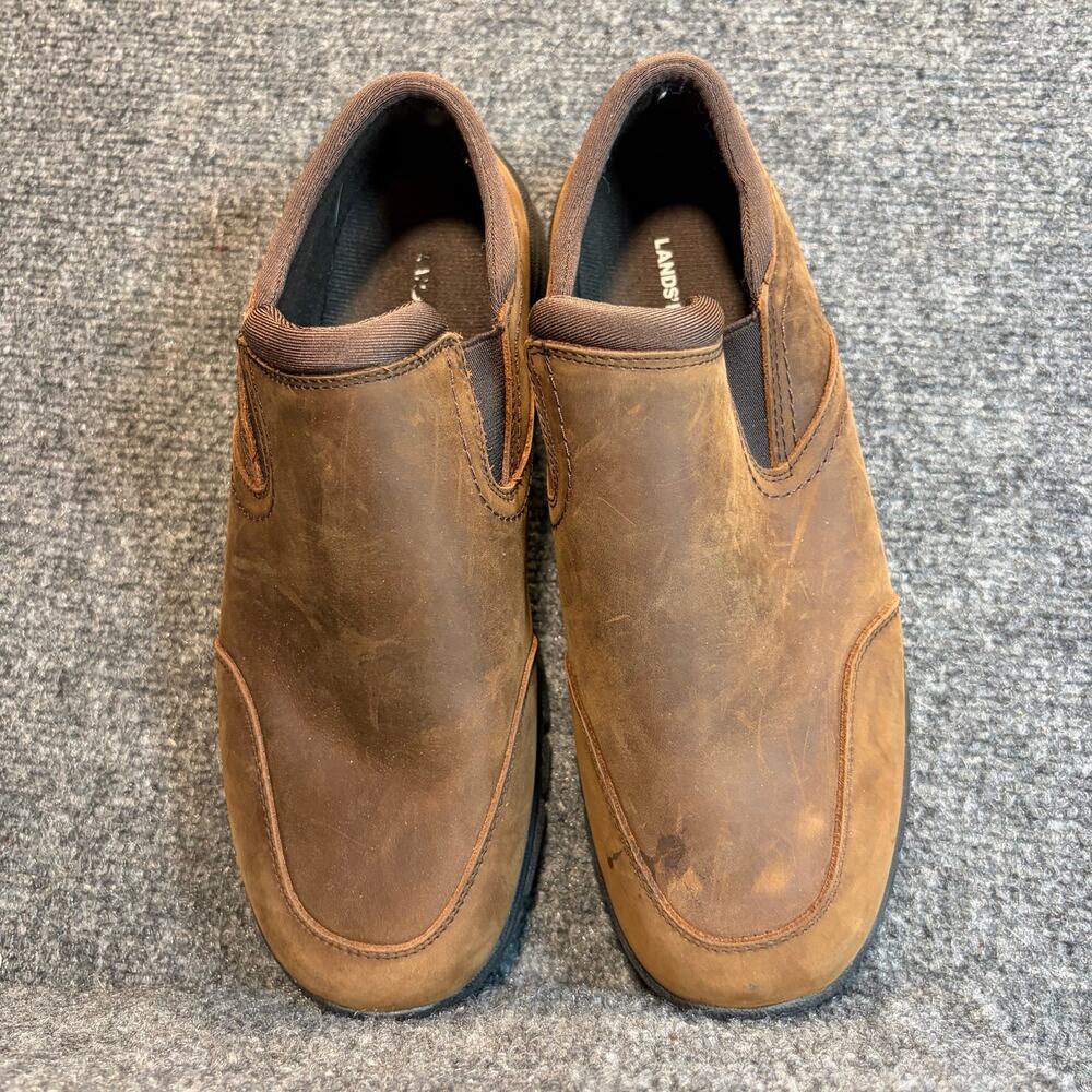 Lands' End Women Brown Leather Casual Slip On Shoes Loafers Comfort Size 8 M